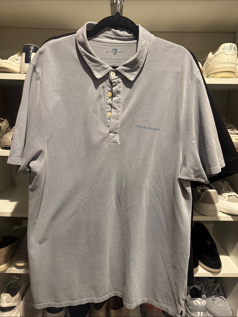 7 For All Mankind Light Gray Polo Shirt